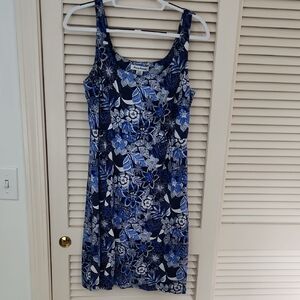 Tommy Bahama Blue and White Leaf Pattern Top
